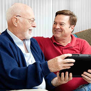 photo of friendly visitor with senior