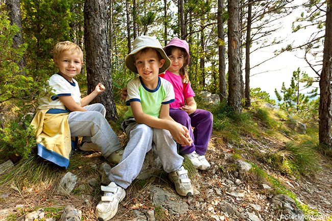 group of kids in the woods