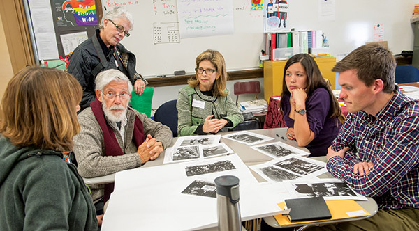 Lydia Shorenstein in conversation with teachers at the annual Day of Learning. Over 750 educators and students come each year.