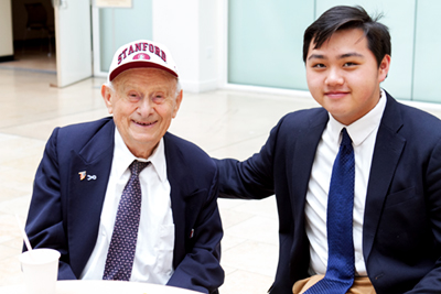 Cantor Henry Drejer and Leon Tsai at a Yom HaShoah Commemoration in San Francisco