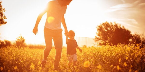 Parent and child walking