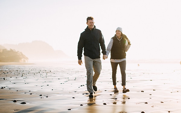 couple walking on beach