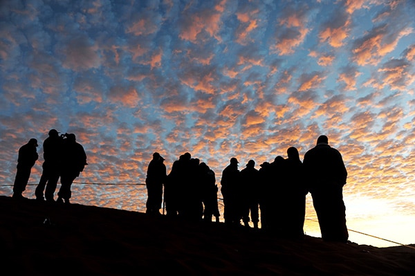 people mourning together