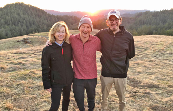Kira on a hike with her son, Alex, and stepson, Elliott. 