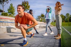 people stretching