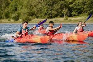 people kayaking