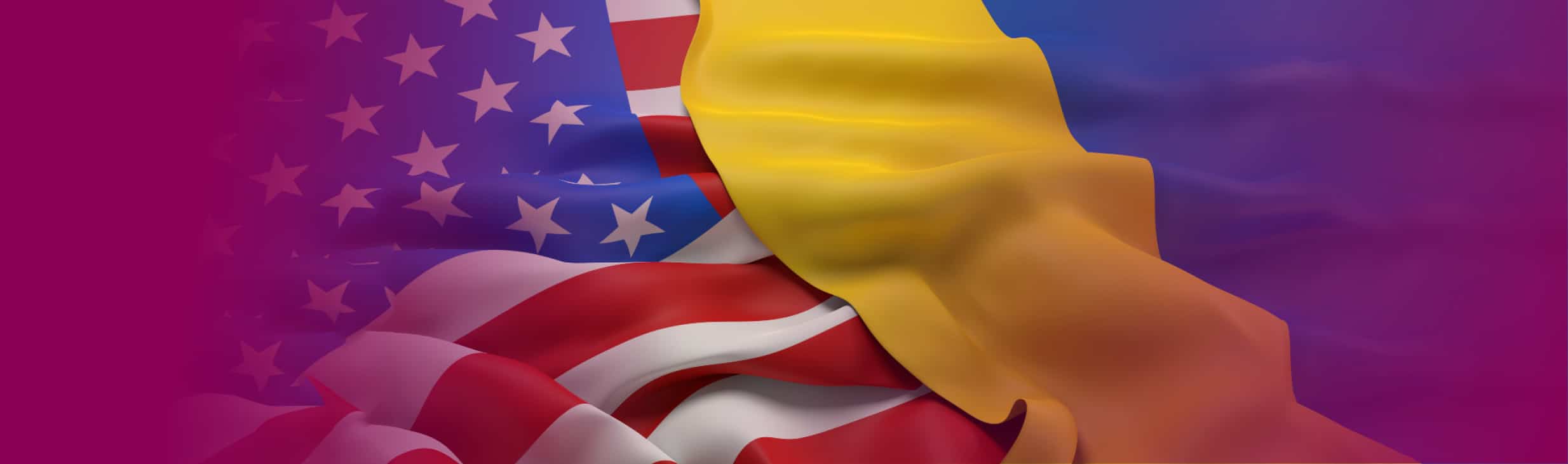 Graphic display of the U.S. flag and the Ukrainian flag