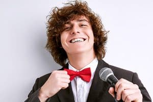 man holding microphone