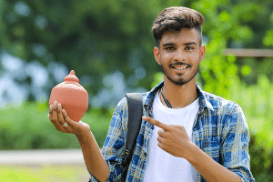 person showing an object